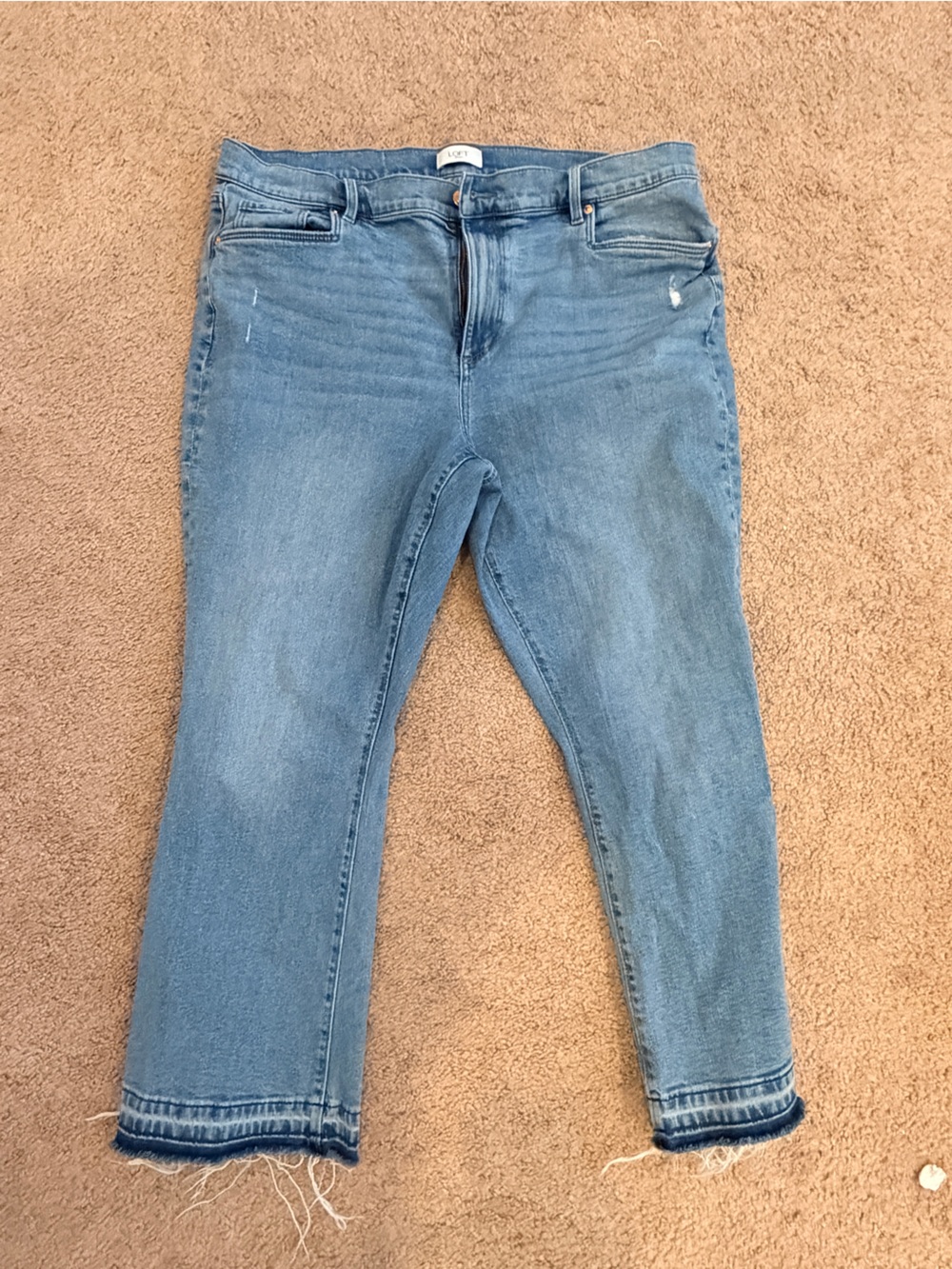 LOFT Light Wash Skinny Jeans with Raw Hem